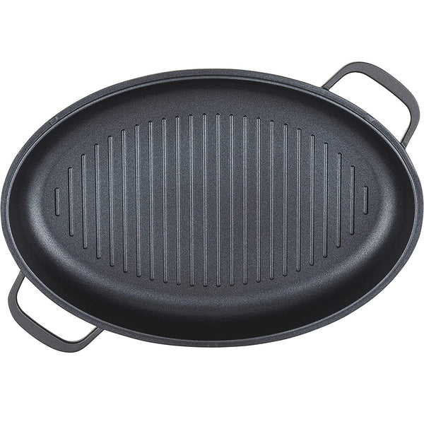 Viking Culinary 3-in-1 8.6 Qt Die Cast Oval Roaster with Glass Basting Lid, Gray