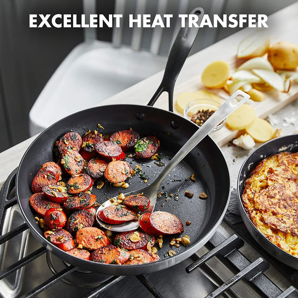 GreenPan Venice Pro Noir 13 Piece Cookware Pots and Pans Set, Matte Black Handle, Silver