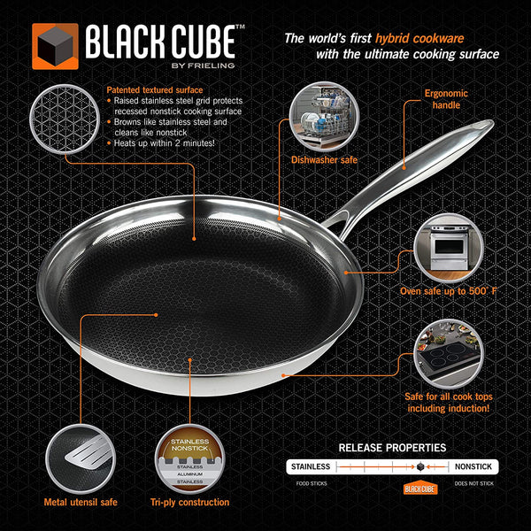 Black Cube Hybrid Quick Release 7 Piece Set, Stainless/Nonstick Cookware