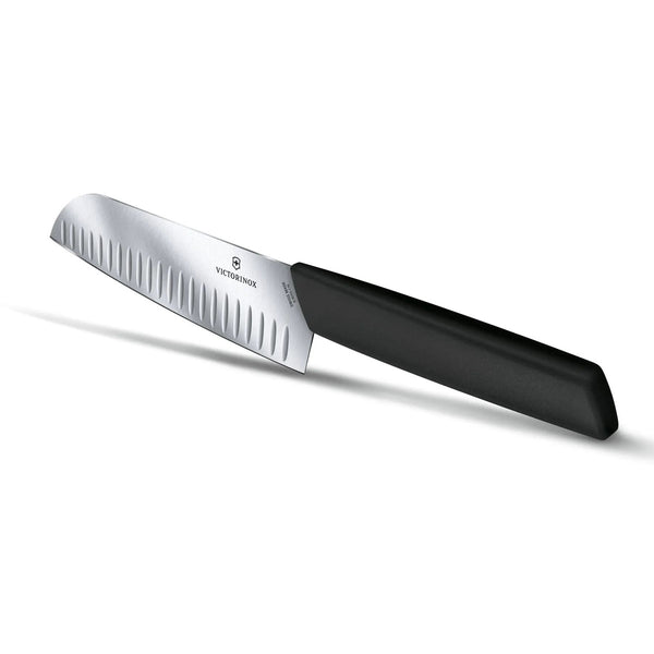Victorinox Santoku, Swiss Modern, 7" Granton Blade, Black