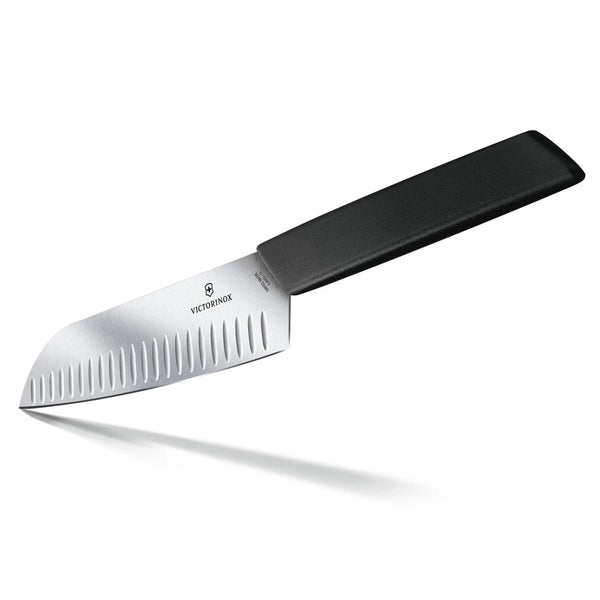 Victorinox Santoku, Swiss Modern, 7" Granton Blade, Black