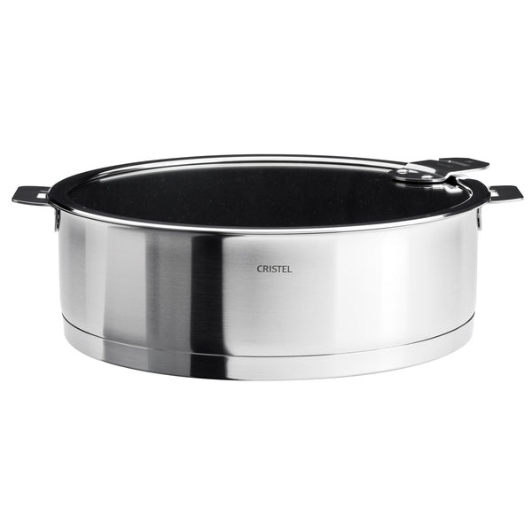 CRISTEL STRATE DETACHABLE HANDLE 3.5-QUART SAUTE PAN - EXCELISS NON-SCTICK COATING WITH FLAT GLASS LID