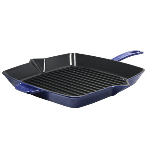 STAUB CAST IRON 12'' SQUARE GRILL PAN - DARK BLUE