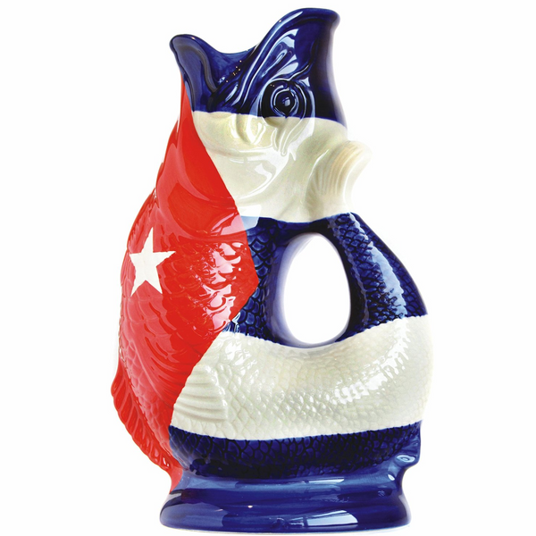 WADE CERAMIC GLUGGLE 10'' JUG CUBAN FLAG EXTRA LARGE
